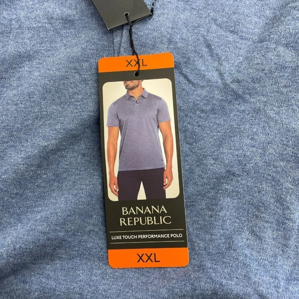 Banana Republic Men's XXL Luxe Touch Performance Polo Shirt Blue n1037